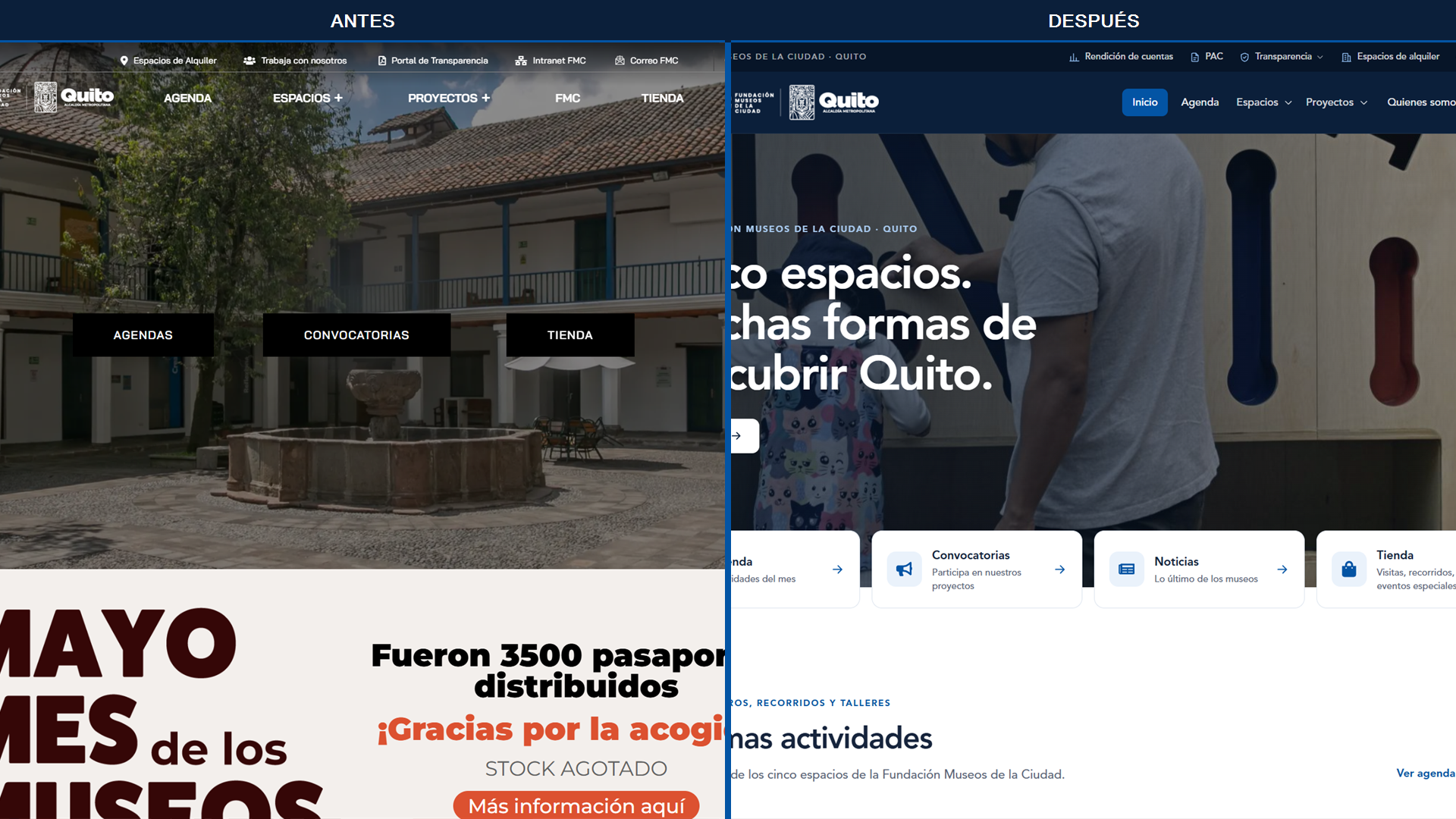 Antes y después de un rediseño web